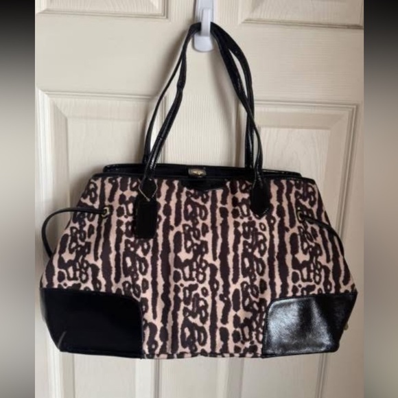 Coach Handbags - Coach Black and Tan Patterned Tote